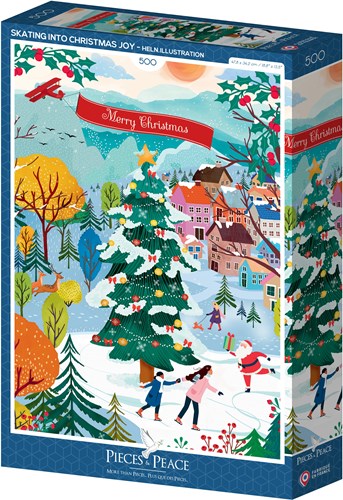 Pieces & Peace puzzle de Navidad Skating into Christmas Joy - 500 piezas-2