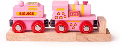 BigJigs locomotora de madera 123 con vagón - rosa - tren de juguete