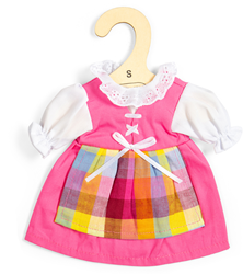 BigJigs ropa de muñeca vestido rosa con delantal - vestido muñeca 25cm
