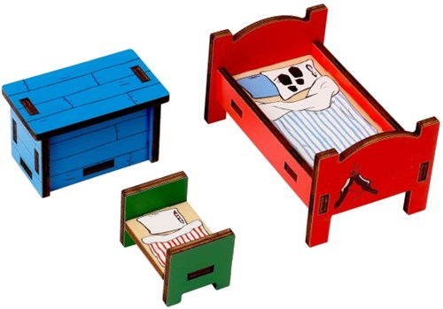 Kinderboeken Pippi Calzaslargas set de muebles de madera dormitorio casa de muñecas Villa Villekulla