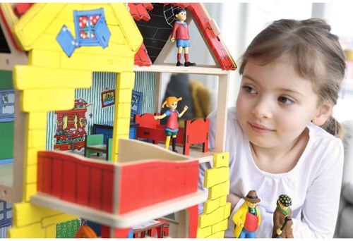 Kinderboeken Pippi Calzaslargas set de muebles de madera dormitorio casa de muñecas Villa Villekulla-3