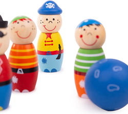 Bigjigs Juego de bolos de madera Piratas - 7 piezas