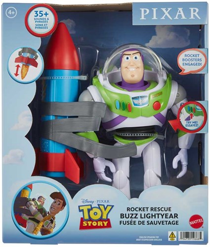 Mattel Pixar Figura de Acción Buzz Lightyear con Cohete - Juguete Grande
