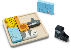 PlanToys Juguetes de madera Puzzle de Animales