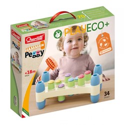 Quercetti juguete educativo banco de martillos Eco+ Peggy 34 piezas