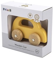 PolarB coche de juguete de madera - amarillo - juguete para bebés - coche de madera-2
