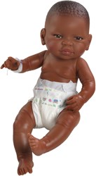 Paola Reina Muñeca bebé niña morena con pañal 45 cm - muñeca realista