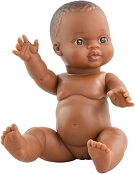 Paola Reina Gordi muñeca bebé niña Amparo marrón oscuro - 34 cm