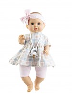 Paola Reina muñeca Sonia a cuadros con mecanismo 36cm - muñeca bebé rosa