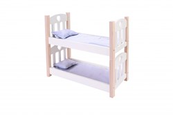 Angel Sports litera de madera para muñecas gris-blanco con ropa de cama incluida
