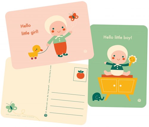 Bora Shop postal niña bebé - Tarjeta de nacimiento Hello baby-2