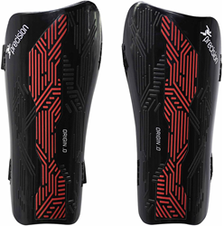 Precision espinilleras fútbol Origin.0 Strap Black Red Large