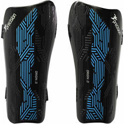 Precision espinilleras fútbol Origin.0 Strap - negro/cian XS