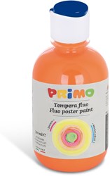 Primo Pintura para carteles FLUO lista para usar, botella 300 ml con tapón regulador de flujo naranja