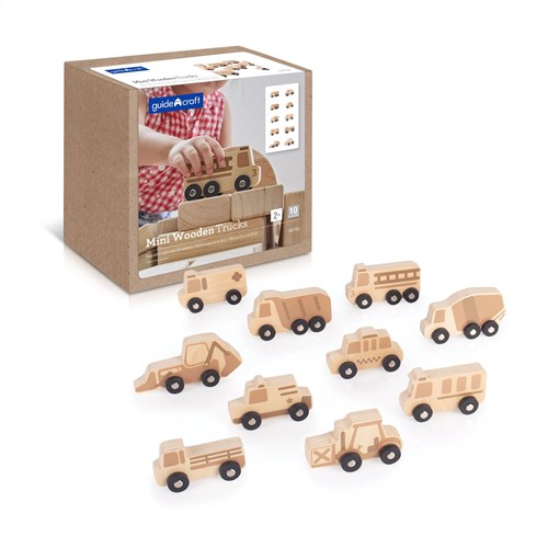 Guidecraft camiones de juguete de madera - set de 10 piezas
