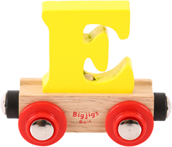 BigJigs vagón de tren de madera letra E - juguete personalizable