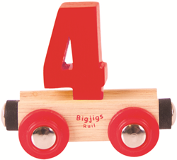 BigJigs vagón de tren de madera número 4 - tren de juguete para niños