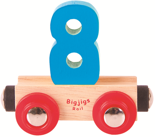 BigJigs vagón de tren de madera número 8 - juguete educativo