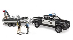 Bruder RAM 2500 camión de policía juguete con barco y remolque