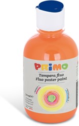 Primo Pintura para carteles FLUO lista para usar, botella 300 ml con tapón regulador de flujo naranja