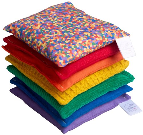 Little Botanic Label juguete sensorial saquitos de semillas arcoíris confeti 7 piezas