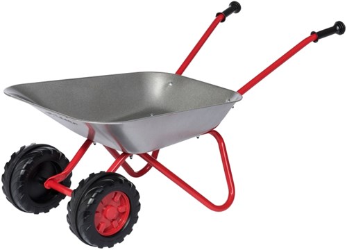 Rolly Toys carretilla metálica resistente gris roja doble rueda juguete