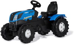 Rolly Toys tractor a pedales New Holland T7 azul negro con asiento ajustable