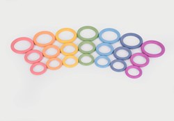 TickiT aros madera arcoíris - set juguete educativo 21 piezas