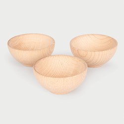 tickit Natural Wooden Bowls (92mm) - Pk3