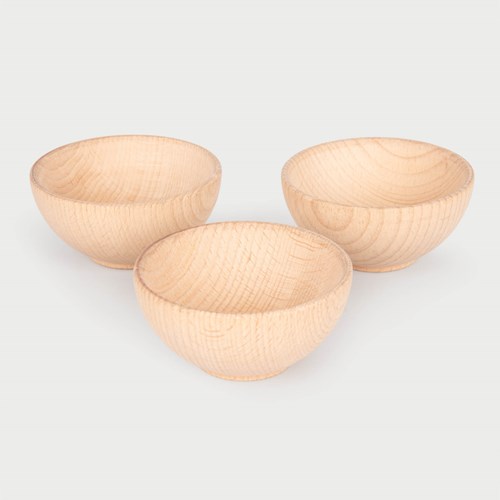 TickiT cuencos de madera natural 92 mm - set de 3 - juguete educativo