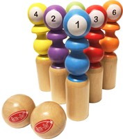 Retr-Oh Juego de bolos de madera para niños / juego de bolos de juguete - 6 bolos y 2 bolas-2