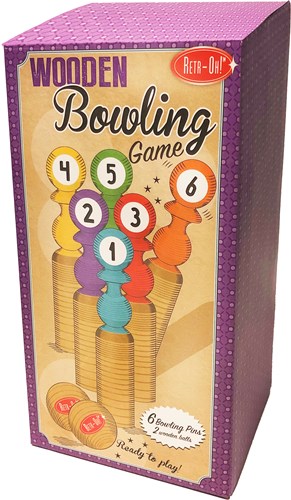 Retr-Oh Juego de bolos de madera para niños / juego de bolos de juguete - 6 bolos y 2 bolas