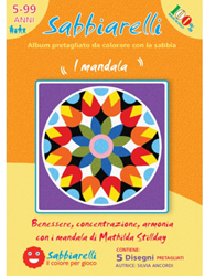 Sabbiarelli álbum de pintura con arena mandalas 15x15 cm 5 piezas juguete creativo