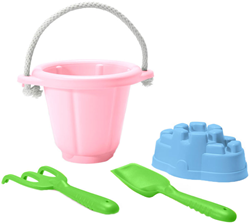 Green Toys set de juego de arena cubo rosa juguete playa ecológico