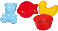 Gowi moldes de arena set - juguetes de playa coloridos 4 piezas