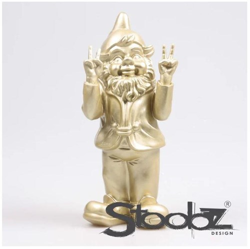 Stoobz kabouter peace goud 13x11x31cm