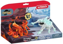 Schleich figura de juego Eldrador Creatures escarabajo de hielo vs kraken de fuego fantasía