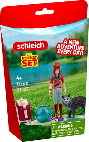 Schleich FARM WORLD set de picnic con figura y gato - 11 piezas