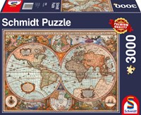 Schmidt puzzle Antique World Map - 3000 piezas mapa de cartón-2