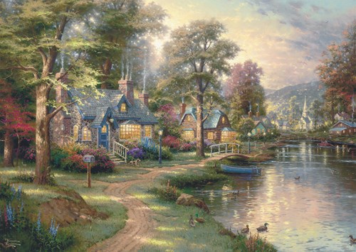 Schmidt puzzle de madera rompecabezas Village by the Lake 1000 piezas puzzle
