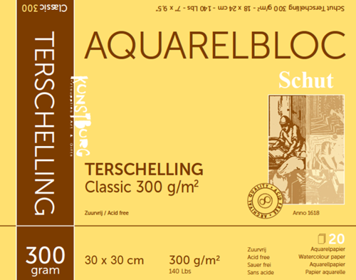 Schut bloque papel acuarela Terschelling 30x30 cm 300g 20 hojas blanco