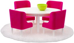 Lundby set comedor casa de muñecas - rosa/blanco - accesorios casa de muñecas