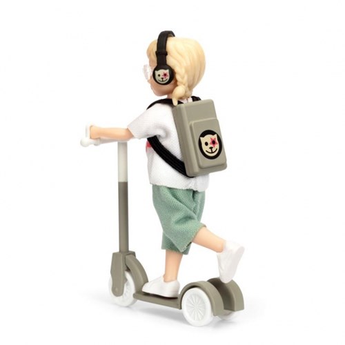 Lundby casa de muñecas figura infantil con patinete - juguete colorido-2
