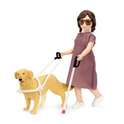 Lundby casa de muñecas figura mujer con perro de asistencia - set de juguete