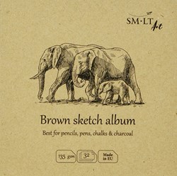 SMLT cuaderno de bocetos cuadrado 14 cm marrón 135g 32 hojas papel ecológico