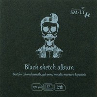 SMLT cuaderno de bocetos papel negro cuadrado 14 cm 170g 32 hojas FSC