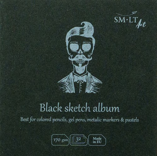 SMLT cuaderno de bocetos papel negro cuadrado 14 cm 170g 32 hojas FSC