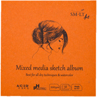 SMLT cuaderno de bocetos mixed media cuadrado 14 cm 200g 32 hojas FSC