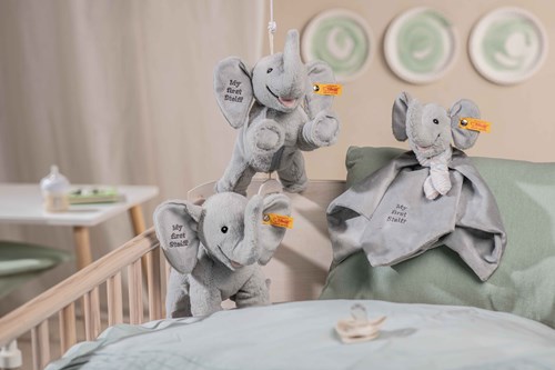 Steiff peluche caja de música elefante Ellie, gris claro - peluche 25 cm-2