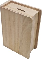 Hobbygroep hucha de madera forma libro paulownia 14,8x7,1x20,1 cm marrón